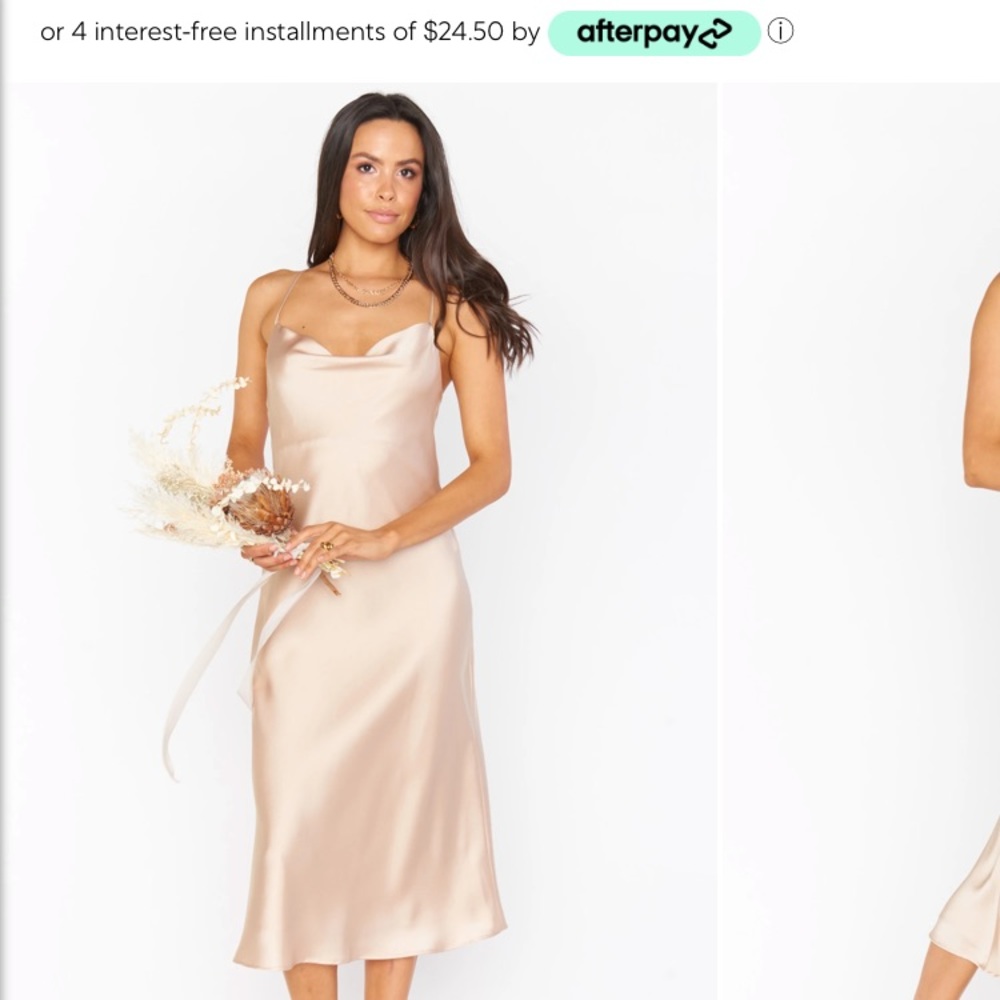 Champagne Luxe Satin Verona Cowl Dress